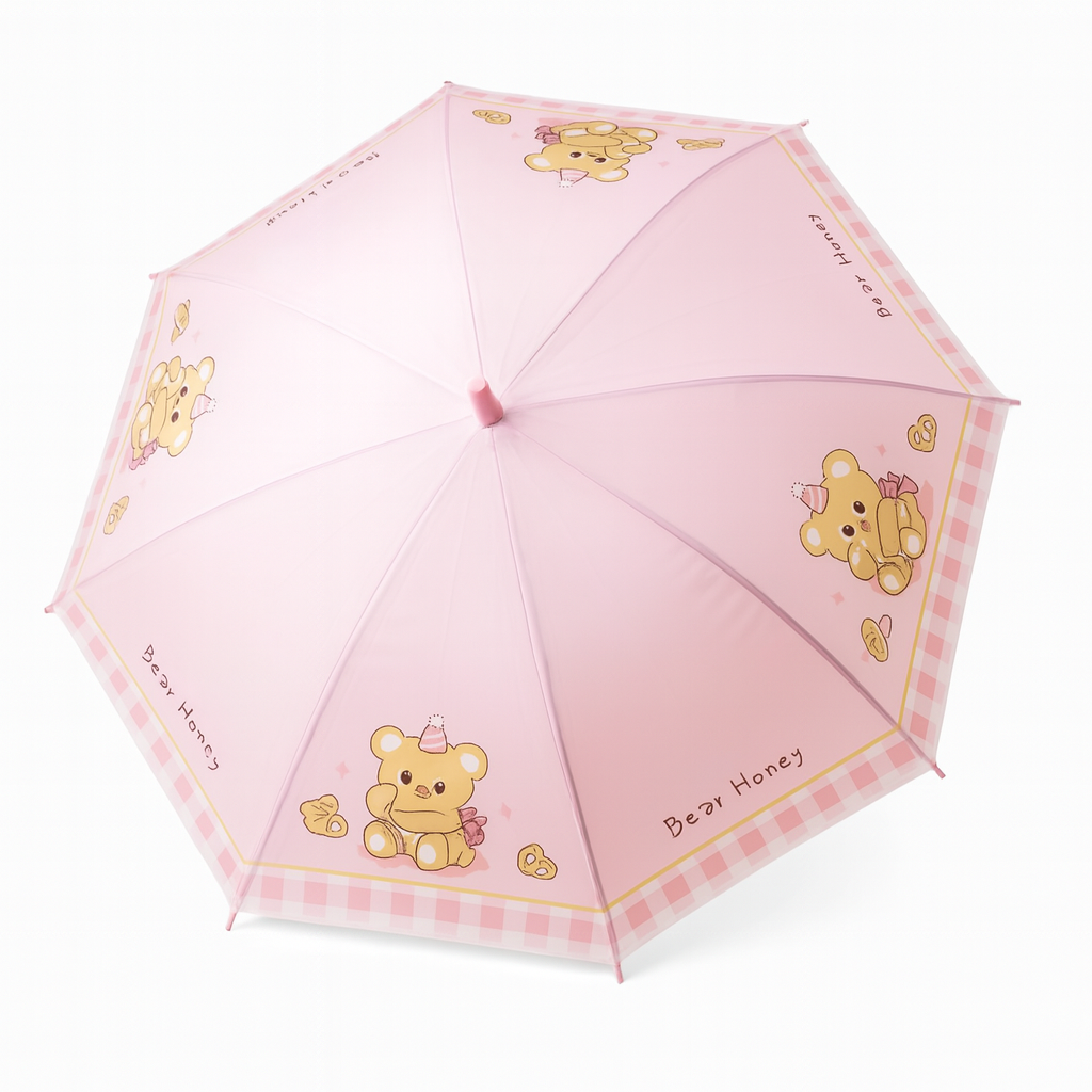 Зонтик детский для девочки 8 спиц Bear Honey ручка 68 см Розовый