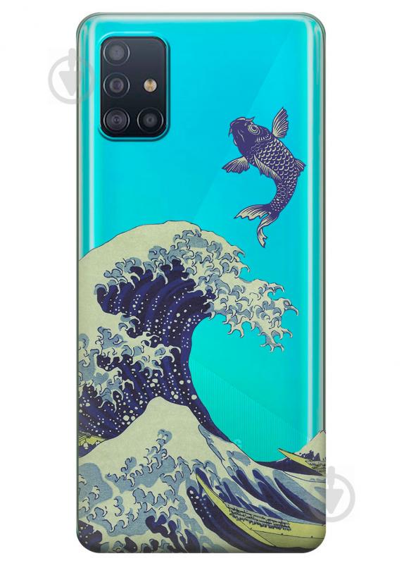 Прозрачный силиконовый чехол iSwag для Samsung Galaxy A51 с рисунком - Большая волна в Канагаве (KS3200)