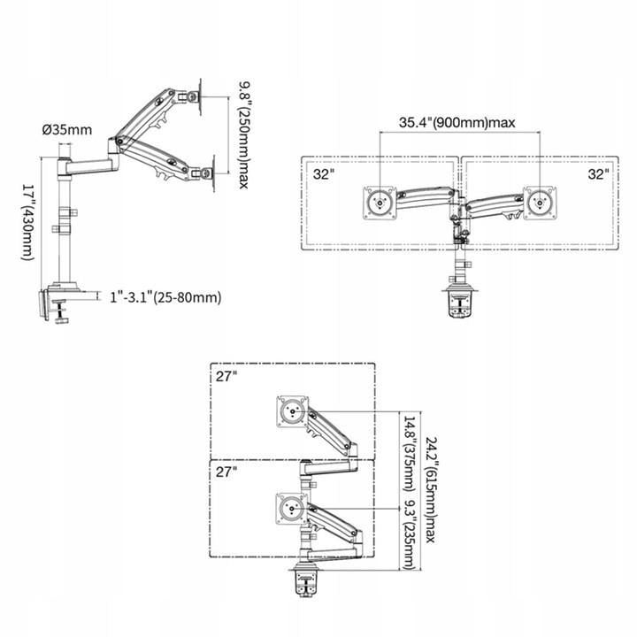 Кріплення настільне для монітора H180/2328 double 22х32 - фото 8