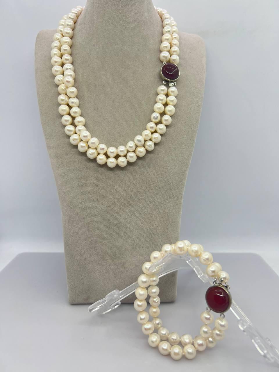 Комплект жемчуга 9-9,5 мм 20 см 44 см Белый (11380)