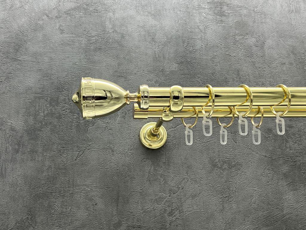 Карниз Quadrum Афина гладкая штанга двойной открытый 25/19 мм 200 см Золотой