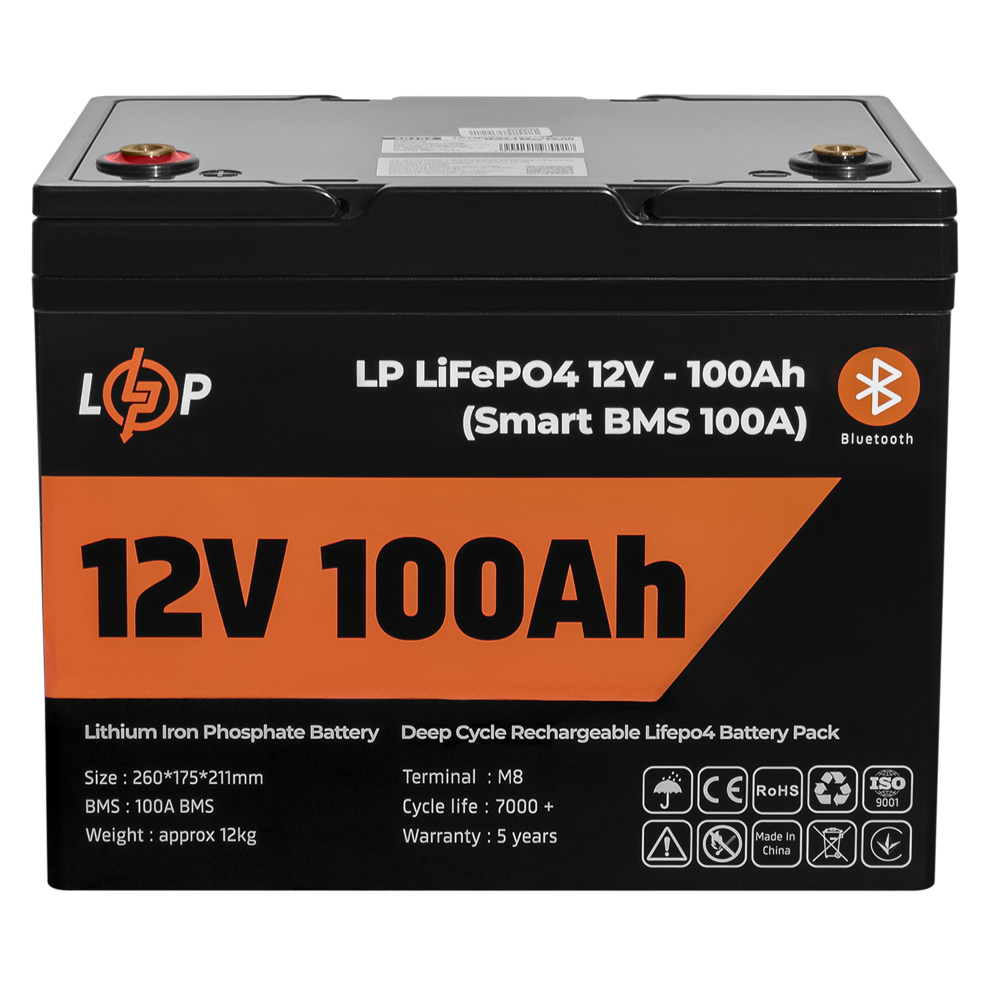 Аккумулятор для ИБП LP LiFePO4 12V 100 Ah/1280Wh Smart BMS 100А с Bluetooth (20197)