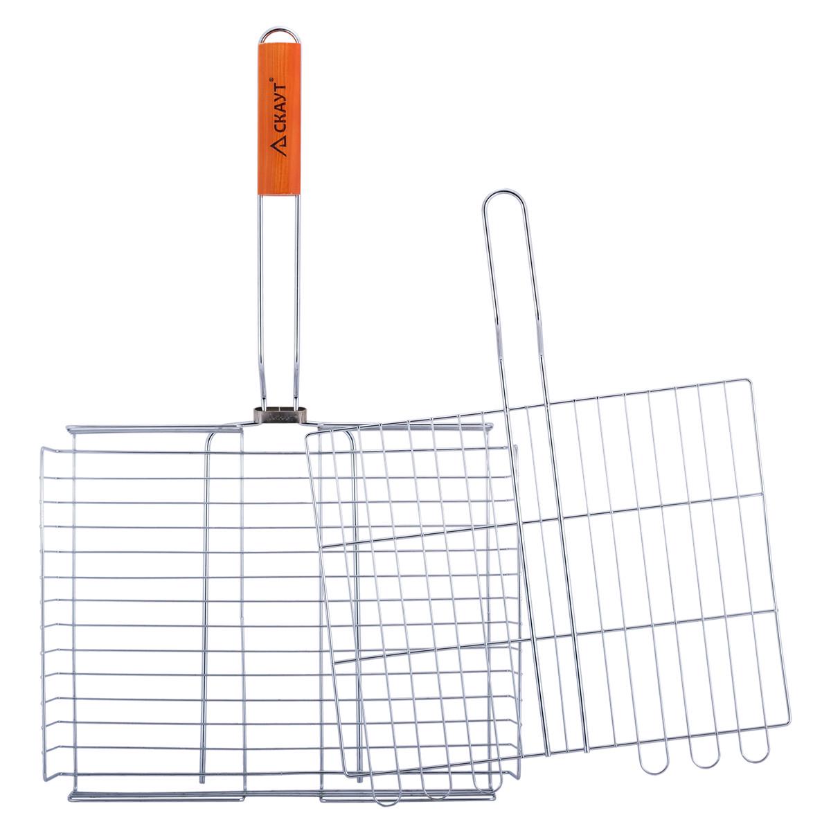 Решітка для гриля глибока Скаут КМ-0705 із хромованої сталі та дерева 38х28х6 см (150-84-0705) - фото 5 Решітка для гриля глибока Скаут КМ-0705 із хромованої сталі та дерева 38х28х6 см (150-84-0705) - фото 5