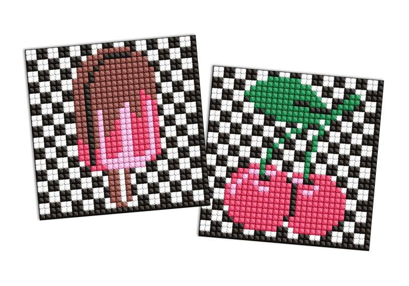 Алмазная мозаика на магните Ideyka Вишни и мороженое из 2 сюжетов 9х9 см (Id-AMG1109)