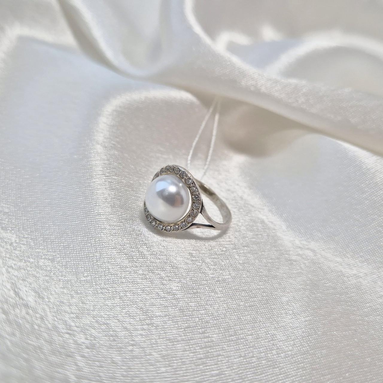 Каблучка з білою перлиною срібло 925 проби чорнене 2,50 г р. 18 (1688к) - фото 6