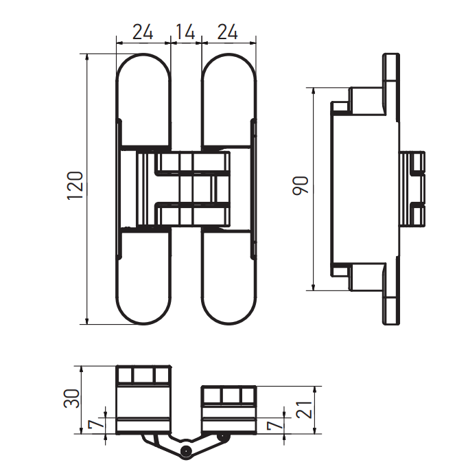 Петля скрытая AXOR для межкомнатных дверей 24x120 мм с колпачками Белый (D5004-00-N01) - фото 2