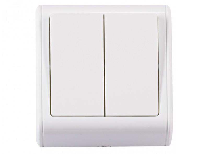 Выключатель двухклавишный накладной Luxel 2053 MINIATURE Белый (27551601)