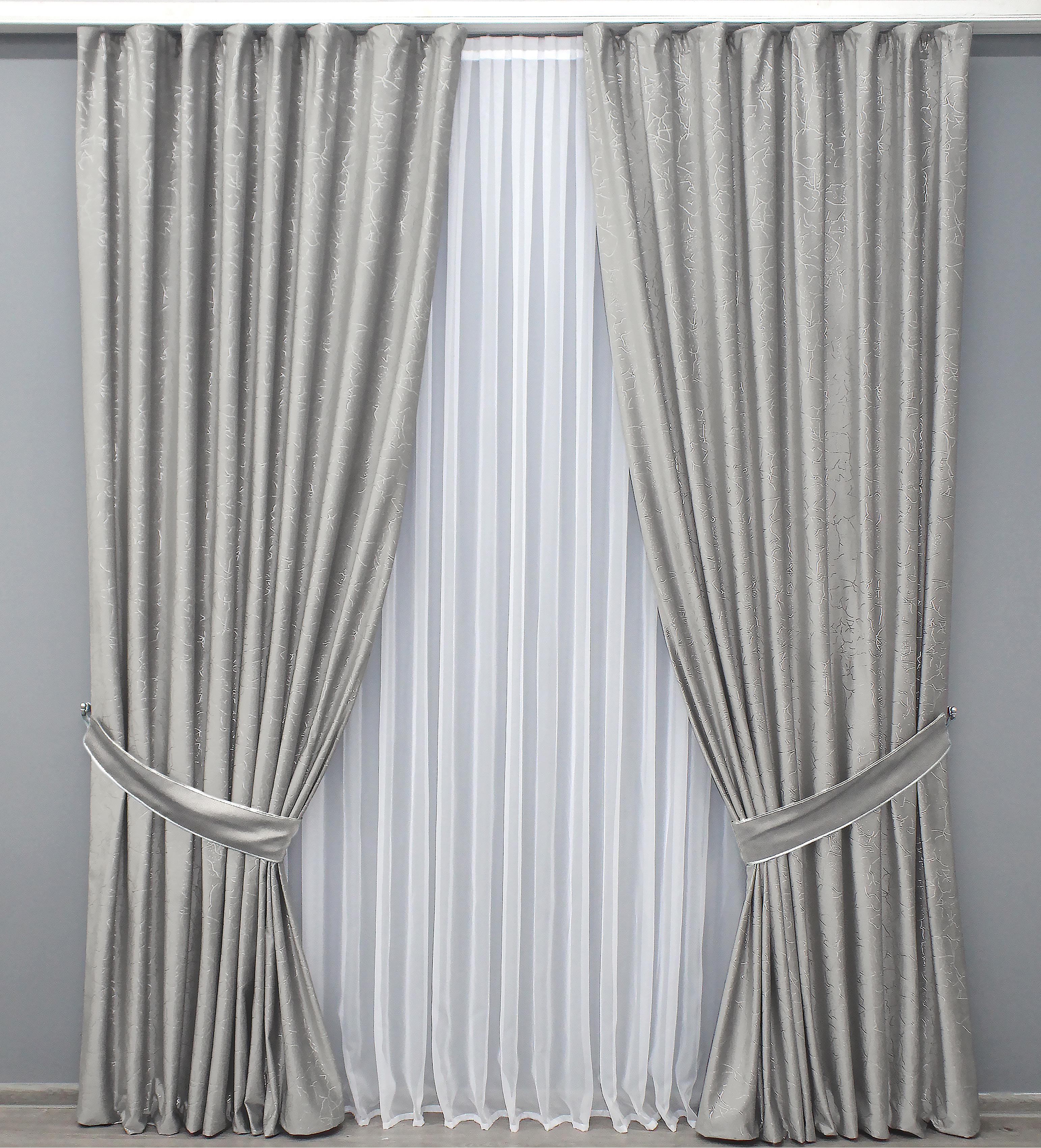 Комплект готовых штор VR-Textil Афина №1318ш 150х290 см 2 шт. Серый (33-0204)