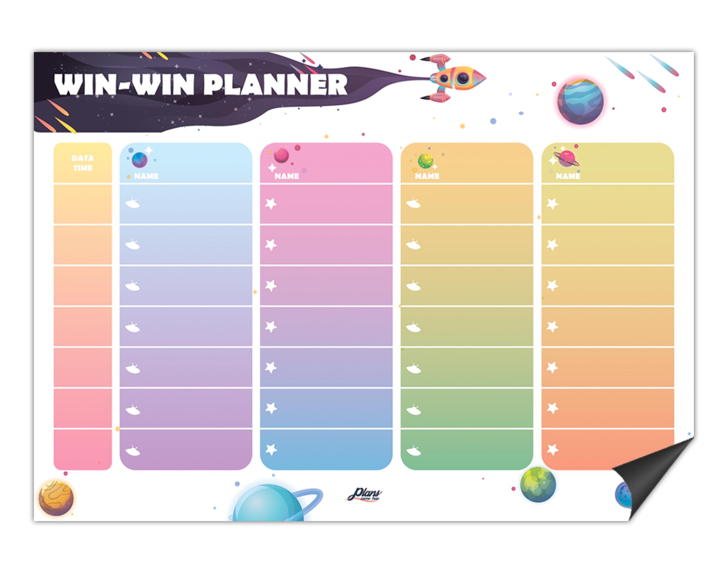 Магнитный планер на неделю Plans Come True ENG Win-Win Planner для семейного и командного планирования А3 42х30 см Фиолетовый (PCT020) - фото 1