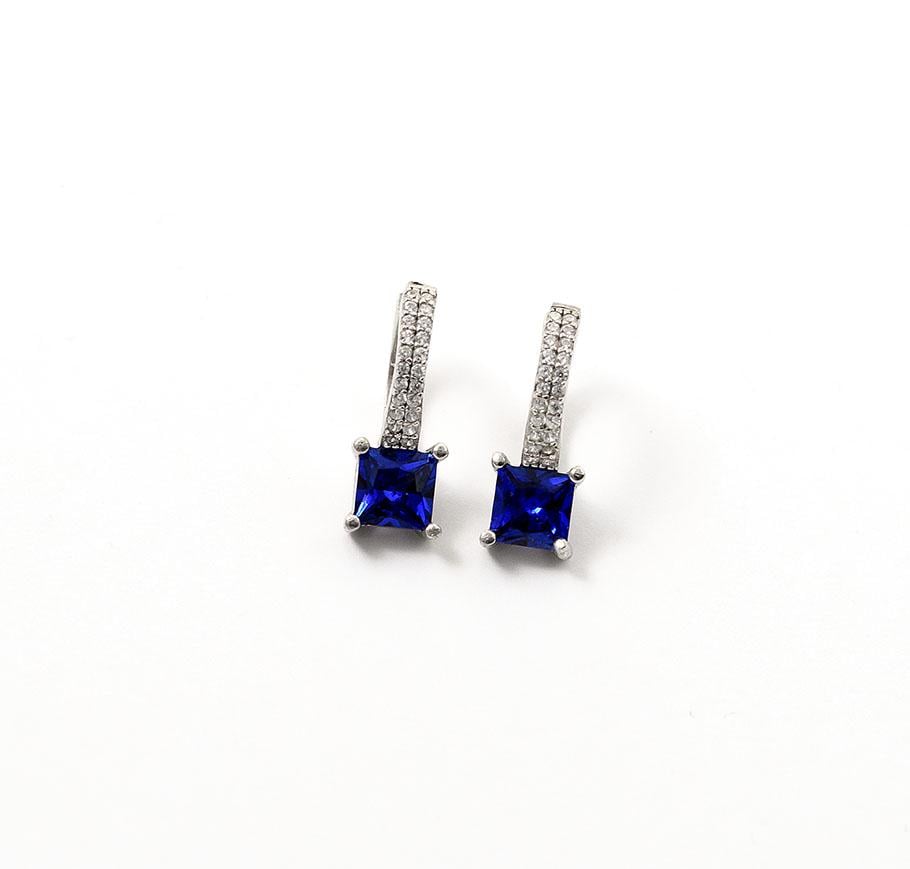 Серьги серебряные с фианитами Maxi Silver 9402 Синий (89402)