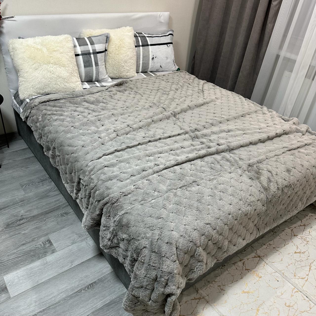 Покрывало микрофибра 200х230 см Серый (P-капелька-8) - фото 4