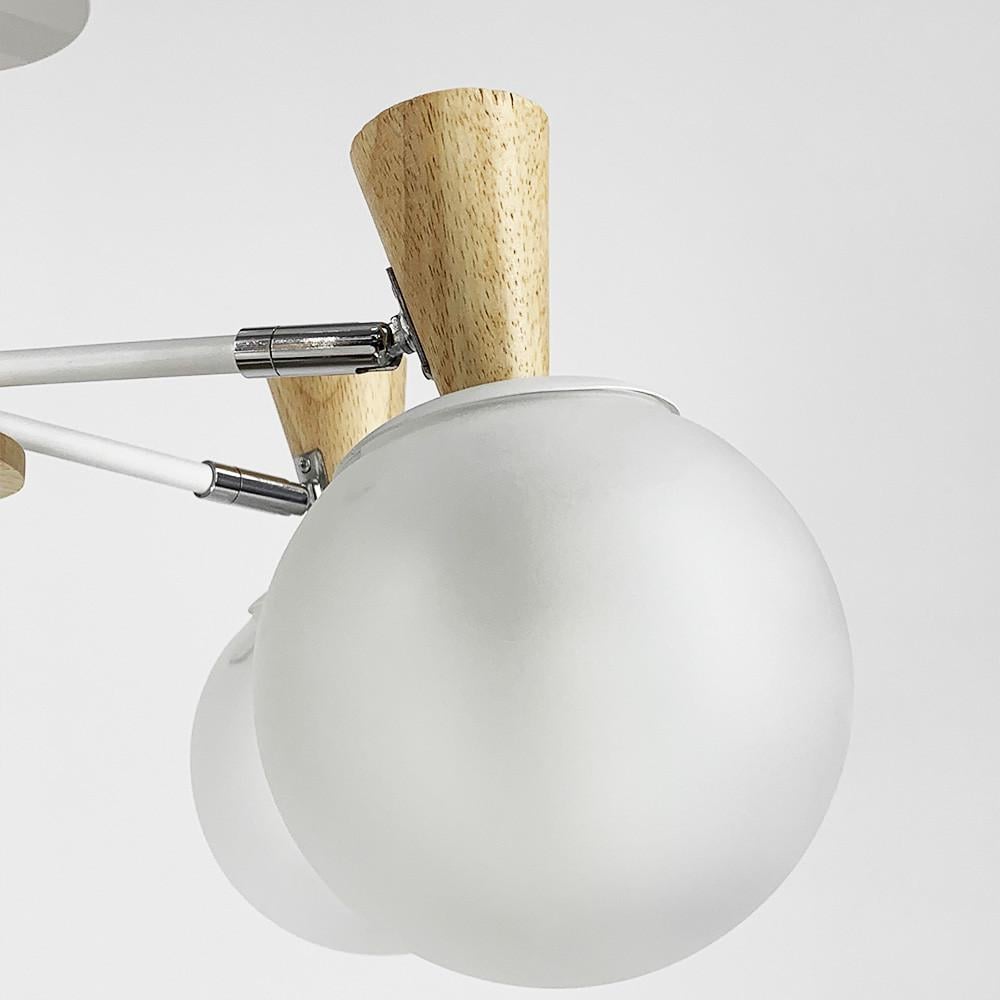 Люстра на 5 плафонів з елементами дерева Білий (51899/5) - фото 3 Люстра на 5 плафонів з елементами дерева Білий (51899/5) - фото 3