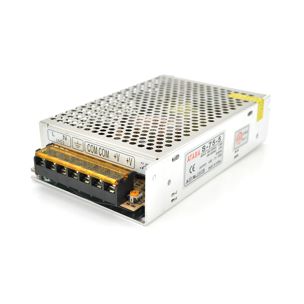 Блок питания импульсный перфорированный для видеонаблюдения 5 В 15 А 75 Вт (1901)