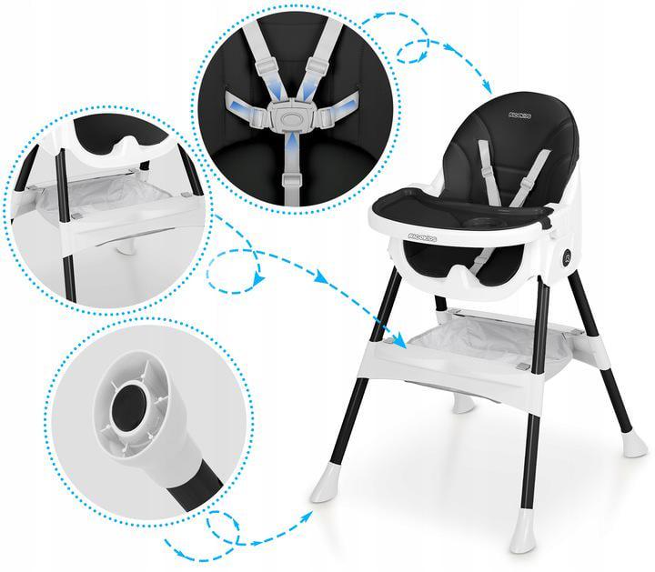 Стульчик для кормления Ricokids Mani 3в1 Черный (700900) - фото 4 Стульчик для кормления Ricokids Mani 3в1 Черный (700900) - фото 4