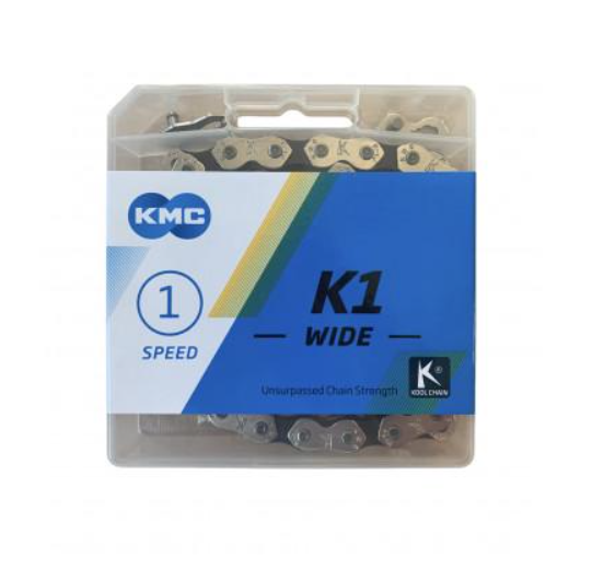 Цепь на велосипед KMC K1 Wide BMX/FIX односкоростная 1/2x1/8 110 звеньев с замком Silver/Black (BK1WNB110) Цепь на велосипед KMC K1 Wide BMX/FIX односкоростная 1/2x1/8 110 звеньев с замком Silver/Black (BK1WNB110)