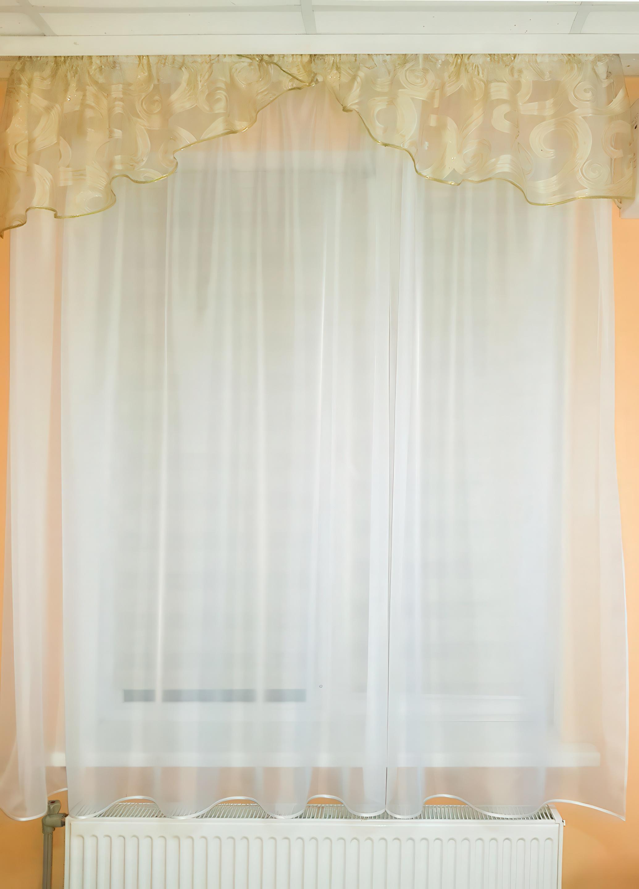 Ламбрекен с тюль Firanka Venzel карниз 150 см Золотистый с молочным (93_3пб)
