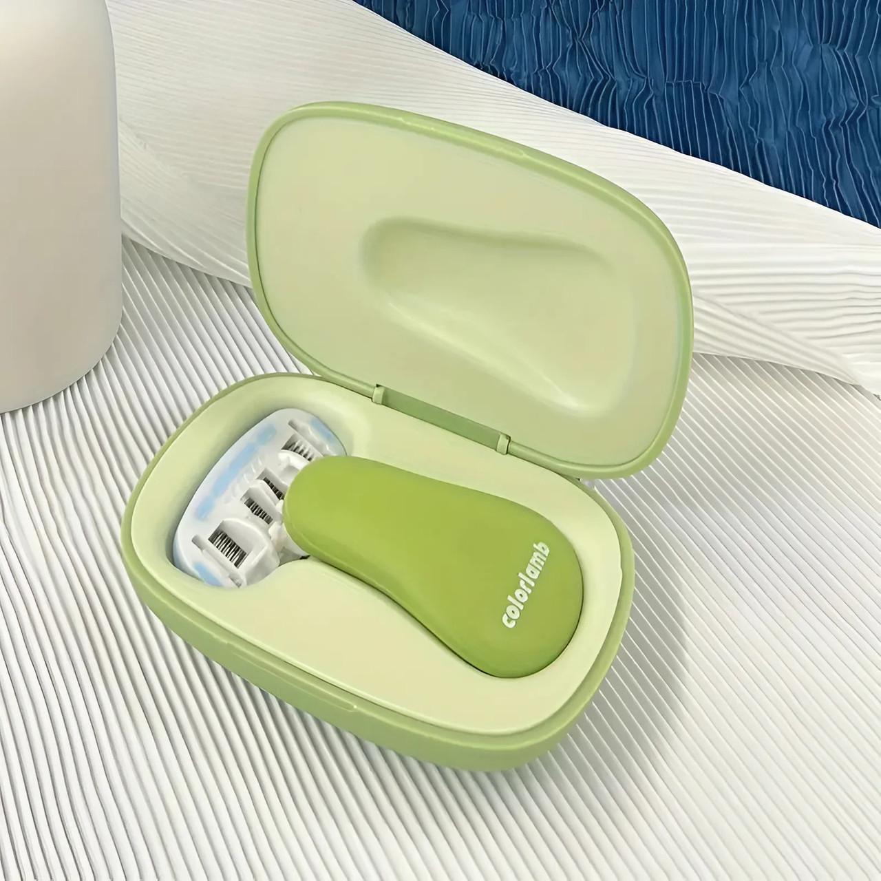 Бритва портативная 5-лезвийная с футляром для хранения Colorlamb Зеленый (2575165223)