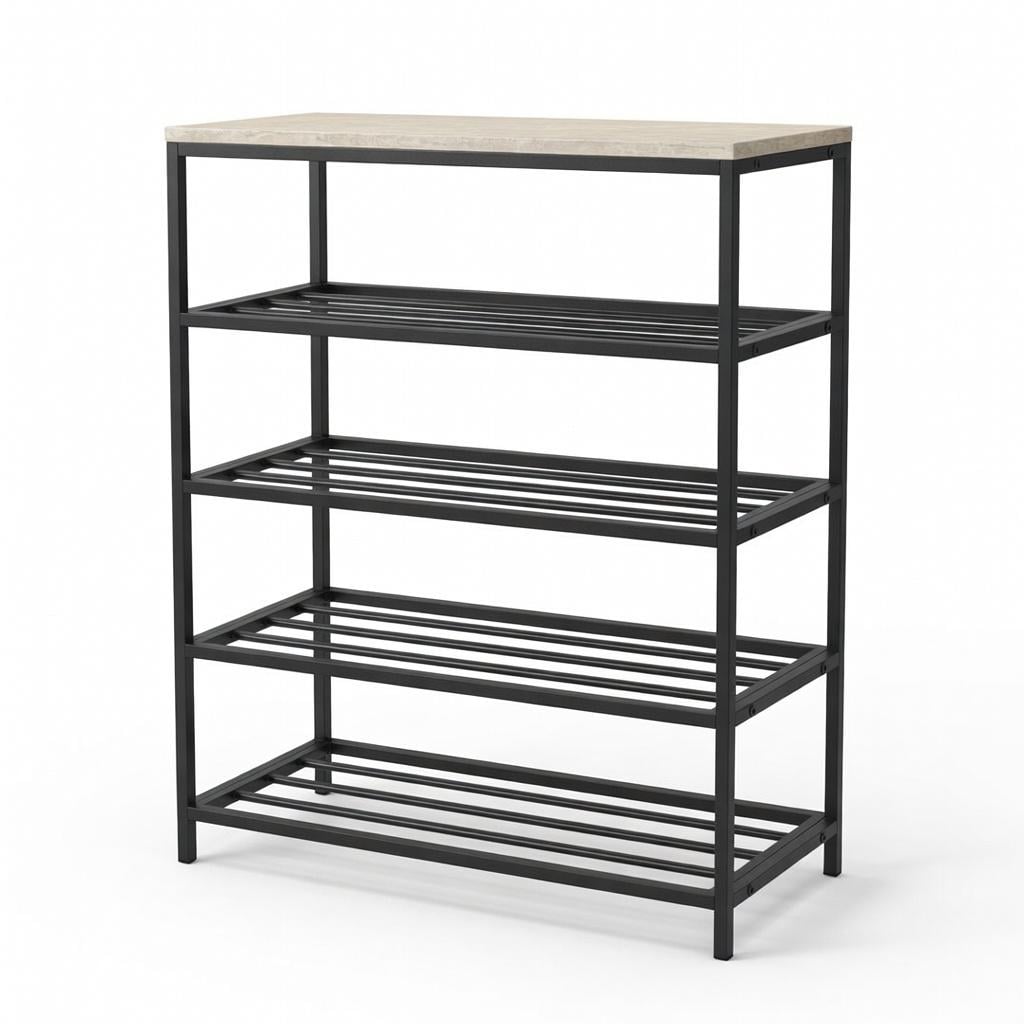 Полиця для взуття Ferrum-decor Слайм 4 метал/ДСП 16 мм 820x630x260 мм Чорний/Бетон (FRD-106840) Полиця для взуття Ferrum-decor Слайм 4 метал/ДСП 16 мм 820x630x260 мм Чорний/Бетон (FRD-106840)