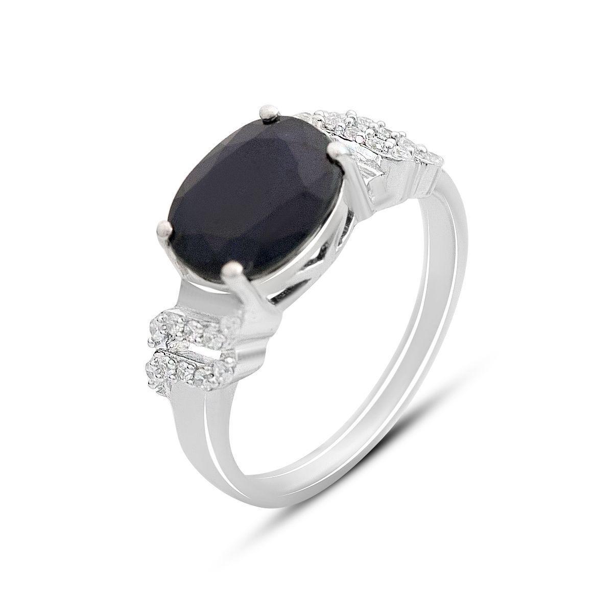 Кольцо серебряное Tiva с натуральным сапфиром и фианитами 3,55 ct 3,32 г р. 18,5 (2162667)