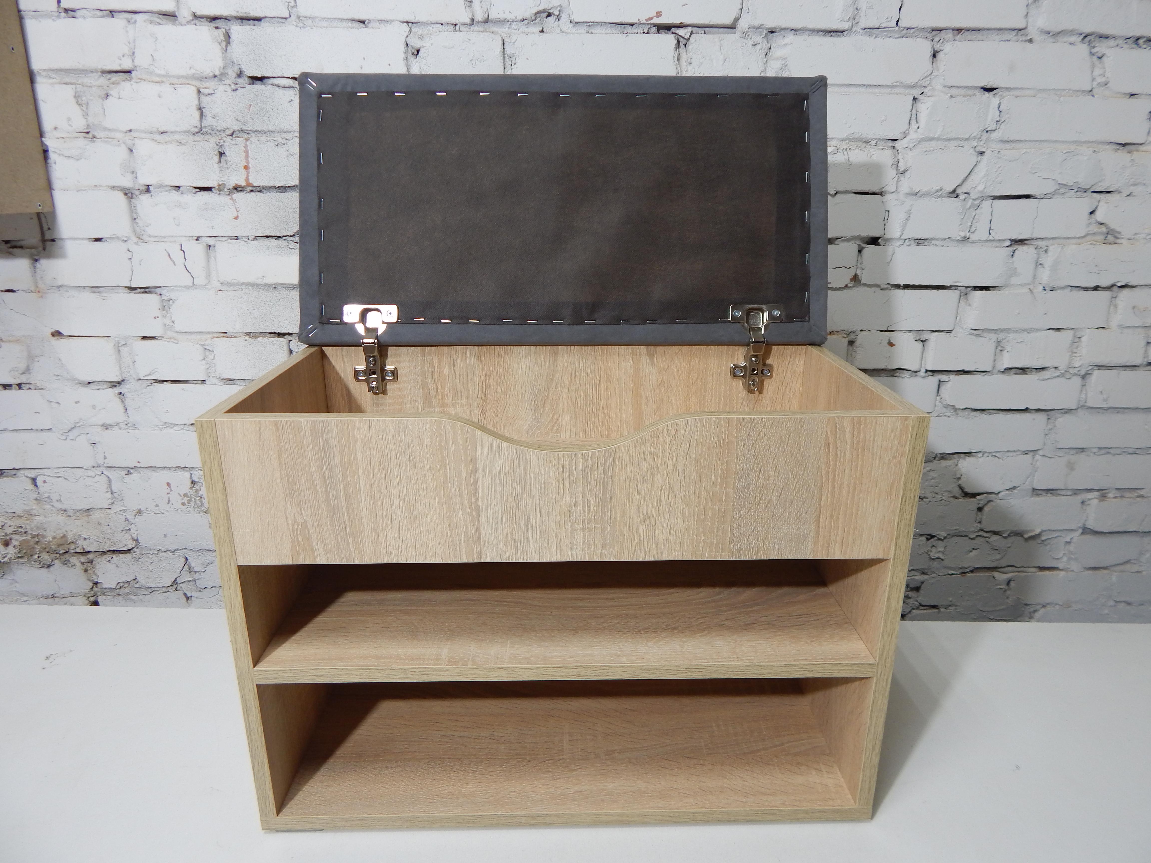 Тумба для обуви ДСП/ткань 30х60х45 см Дубсонома светлый/Графит - фото 3 Тумба для обуви ДСП/ткань 30х60х45 см Дубсонома светлый/Графит - фото 3