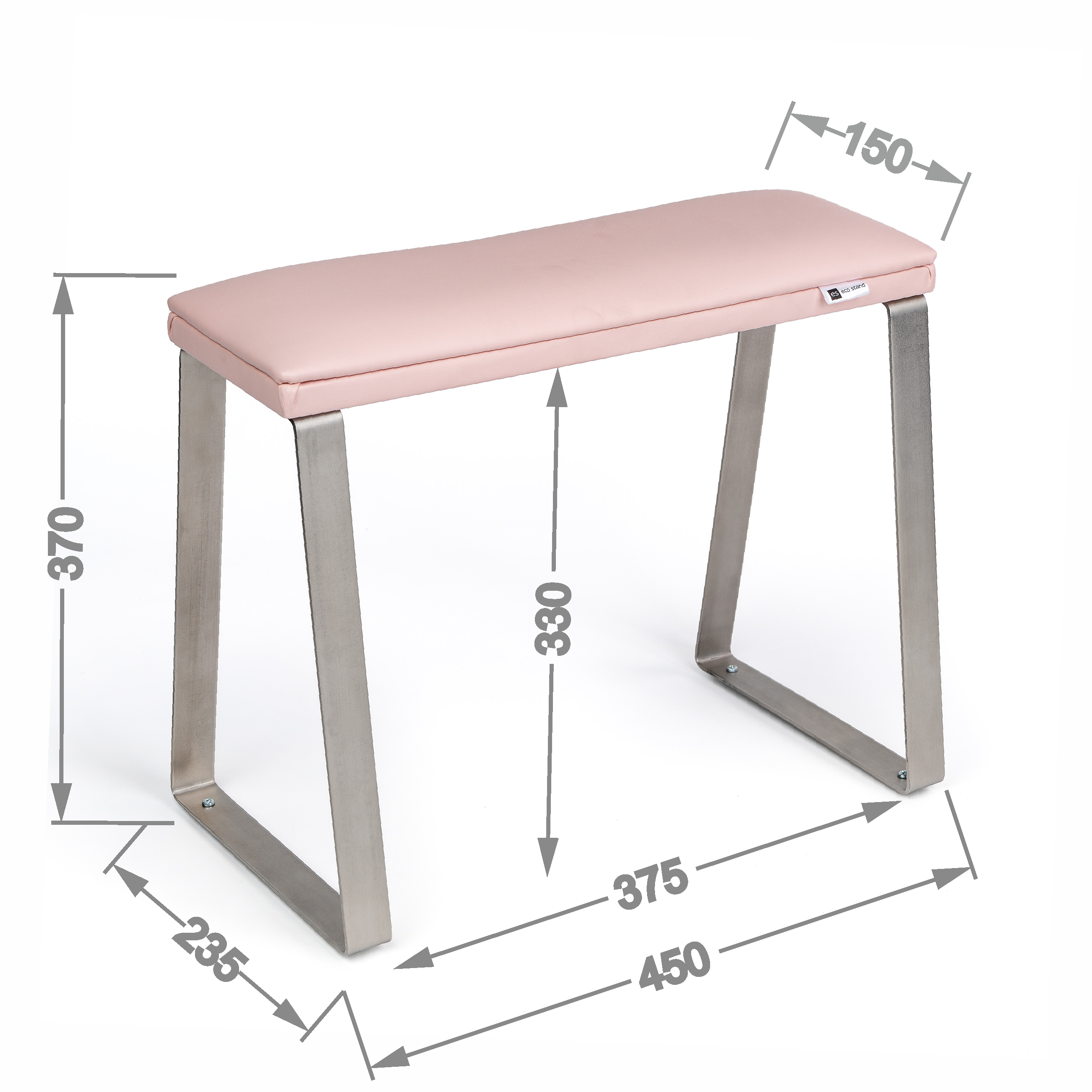 Педикюрная подставка для ног eco stand PADIX на металлических ножках Розовый (26398052) - фото 6