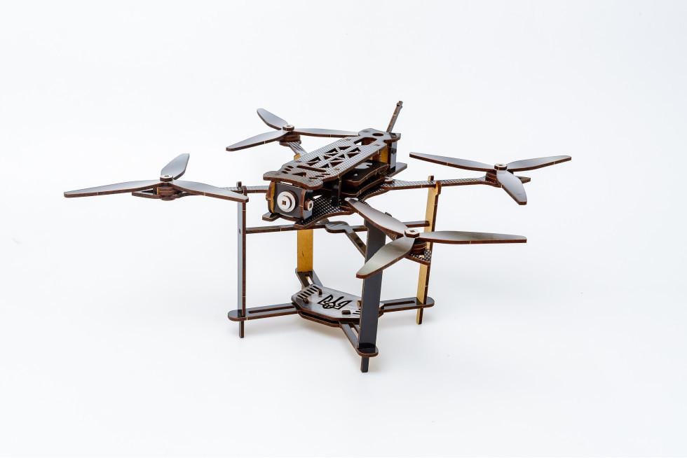 Пазл 3D из дерева механический PuzzleOK FPV Дрон 95 деталей