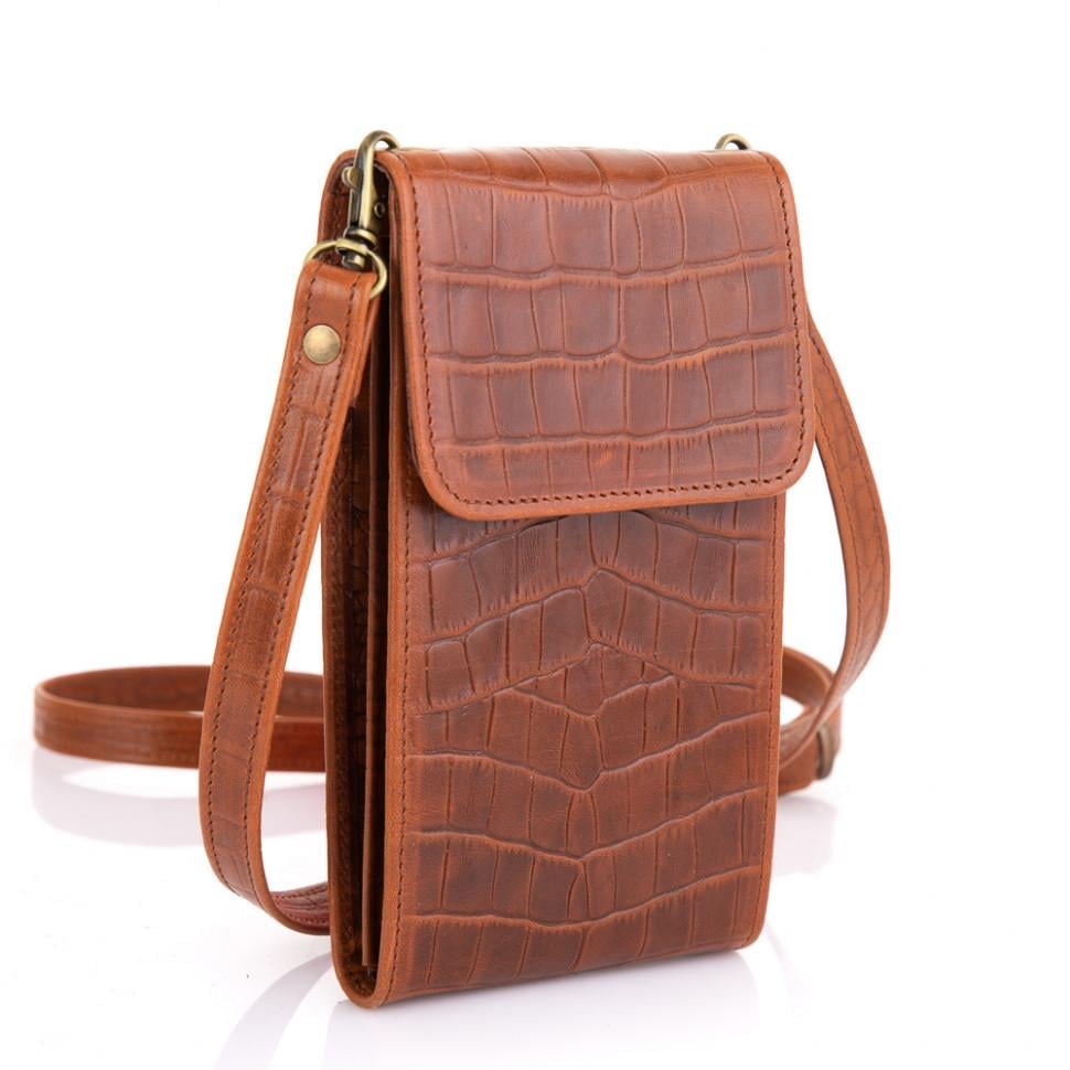 Женская сумка-чехол кожаная TARWA REP2-2122-4lx Коричневый (36669)