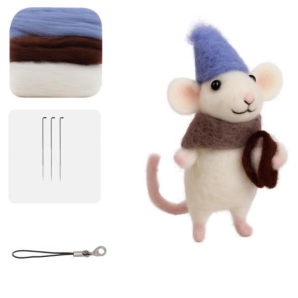 Набор для валяния из шерсти с начинающими иглами Мышь