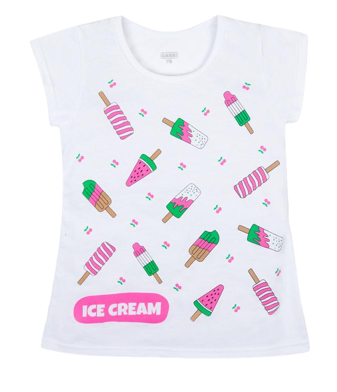 Футболка детская хлопковая для девочки Gabbi Бег дрем 116 см Белый (12646)