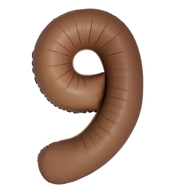 Воздушный шар Slim Flexmetal Цифра «9» 1 м Шоколадный сатин (10532)