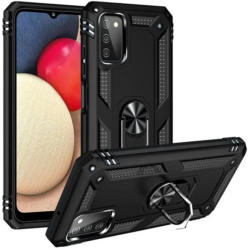 Противоударный чехол GETMANN Serge Ring магнитный держатель для Samsung Galaxy A03s black