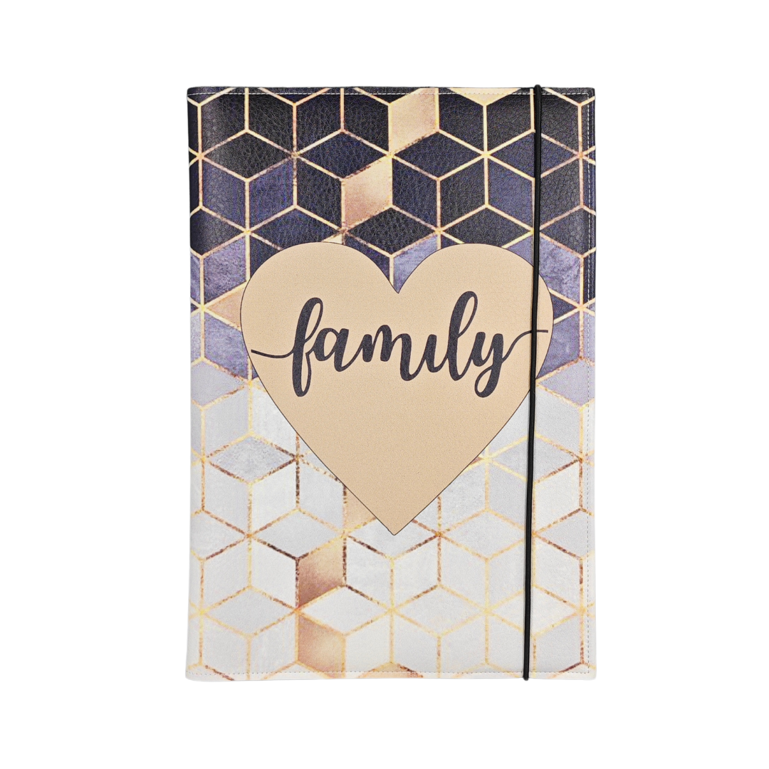 Папка органайзер для документів А4 з принтом ромби та написом Family (DOCA4-005)