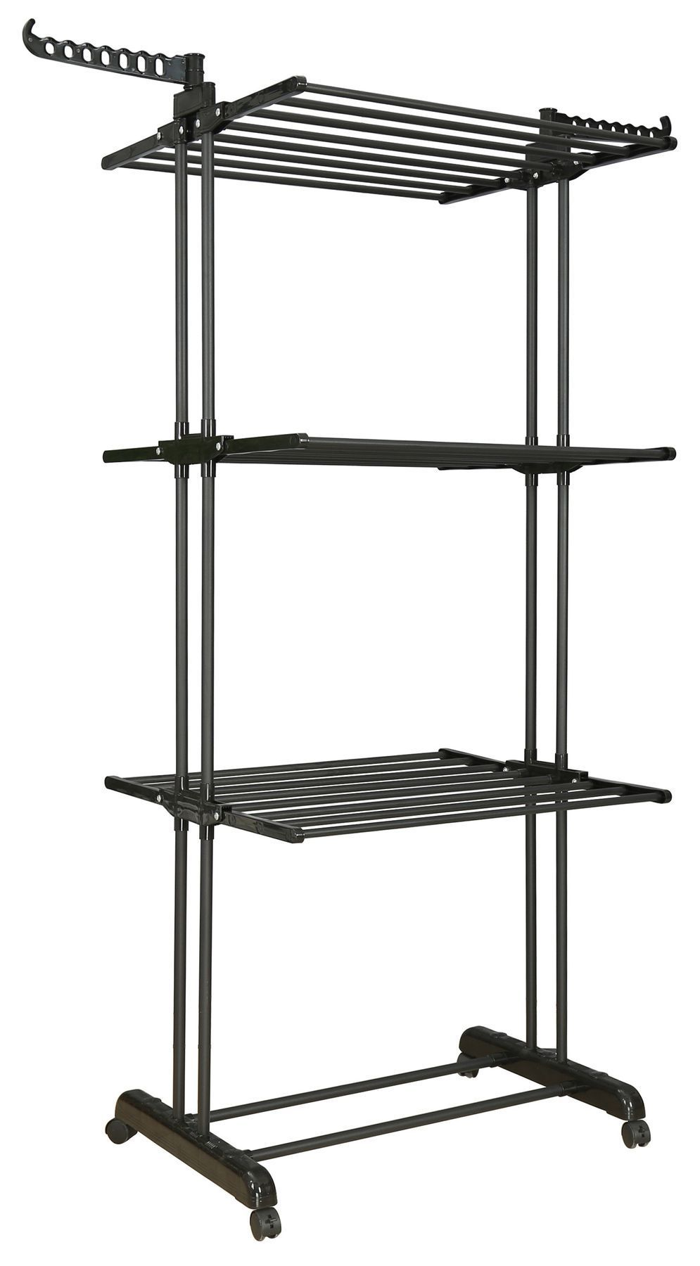 Сушилка для белья двойная на колесиках 3-х уровневая 170х126х64 см до 30 кг Черный