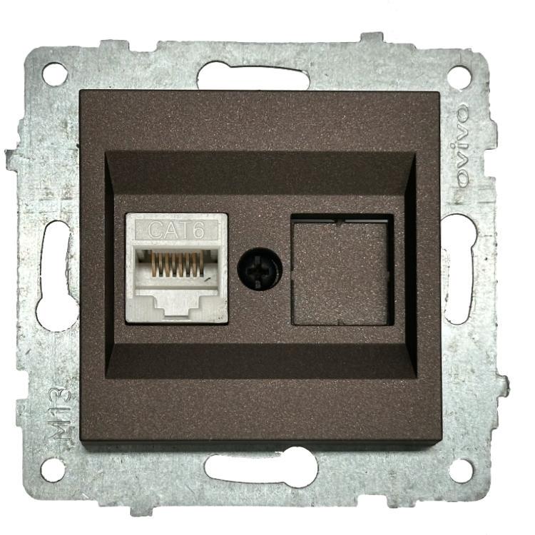 Розетка одинарная компьютерная RJ-45 Ovivo Grano Мокко (00000018650)