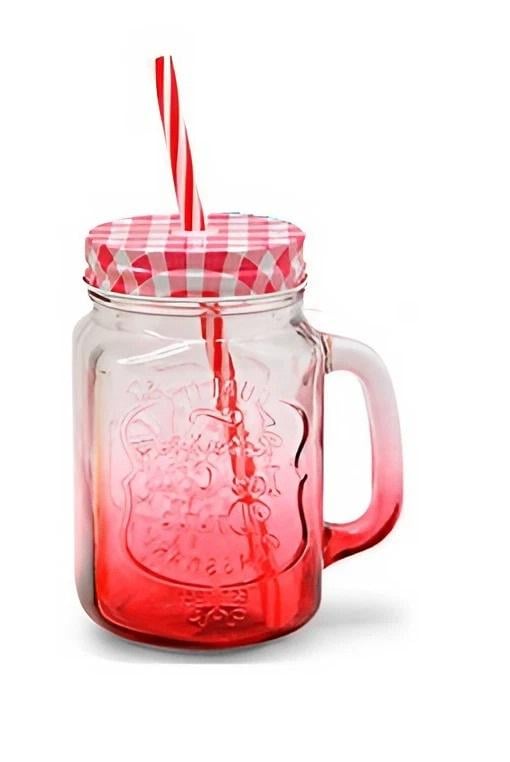 Чашка-банка Stenson R29809 450 мл с крышкой и трубочкой (10503668)