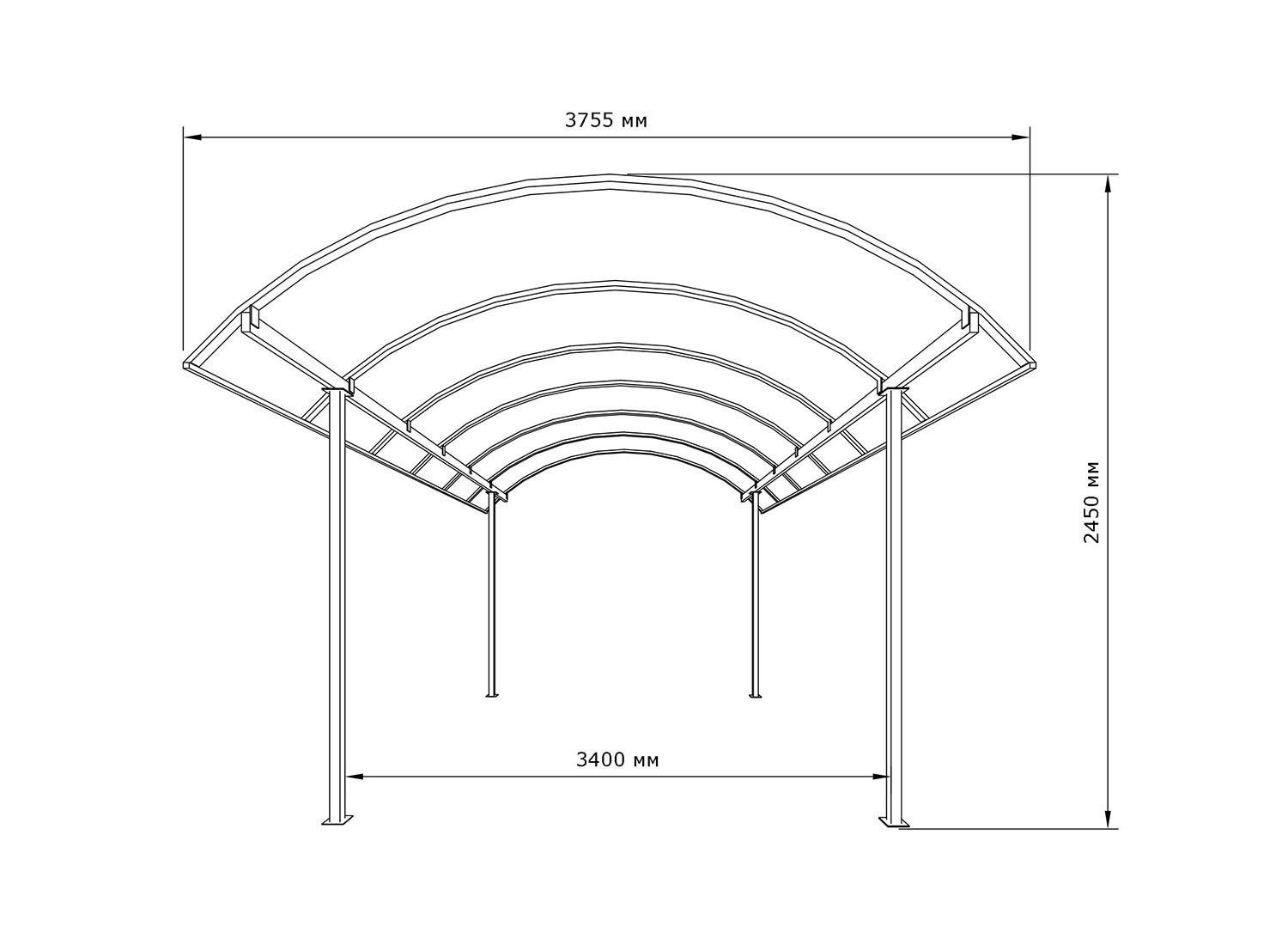 Навіс автомобільний Арковий з фермами Збери Сам 8000х4000 мм (1715355160) - фото 5