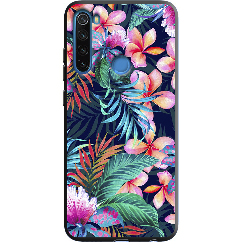 Чехол Boxface Xiaomi Redmi Note 8 flowers in the tropics Черный силикон (38214-up1971-38332)