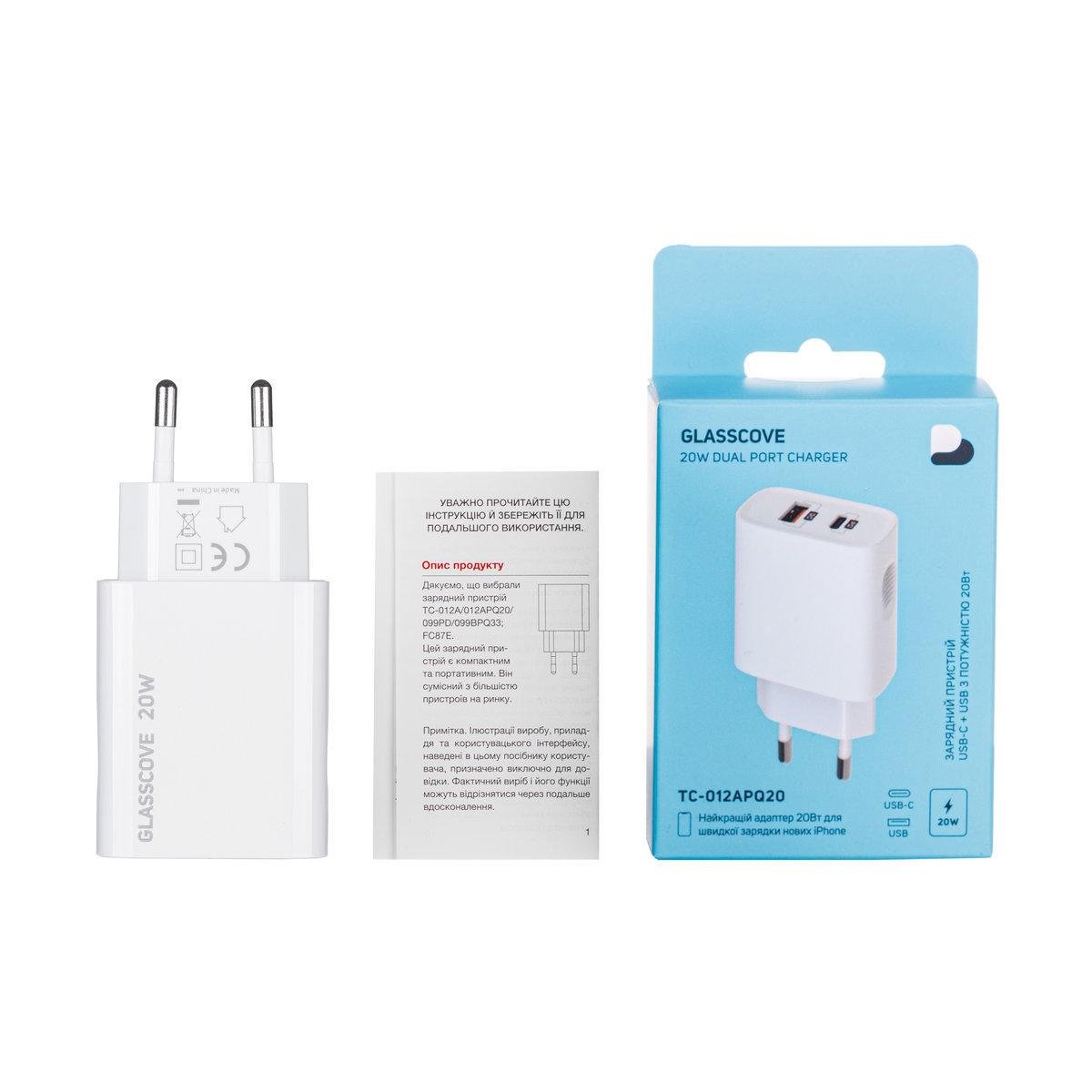 Зарядний пристрій Glasscove TC-012APQ20 3 A 20 W USB/Type C White (3_00661) - фото 5