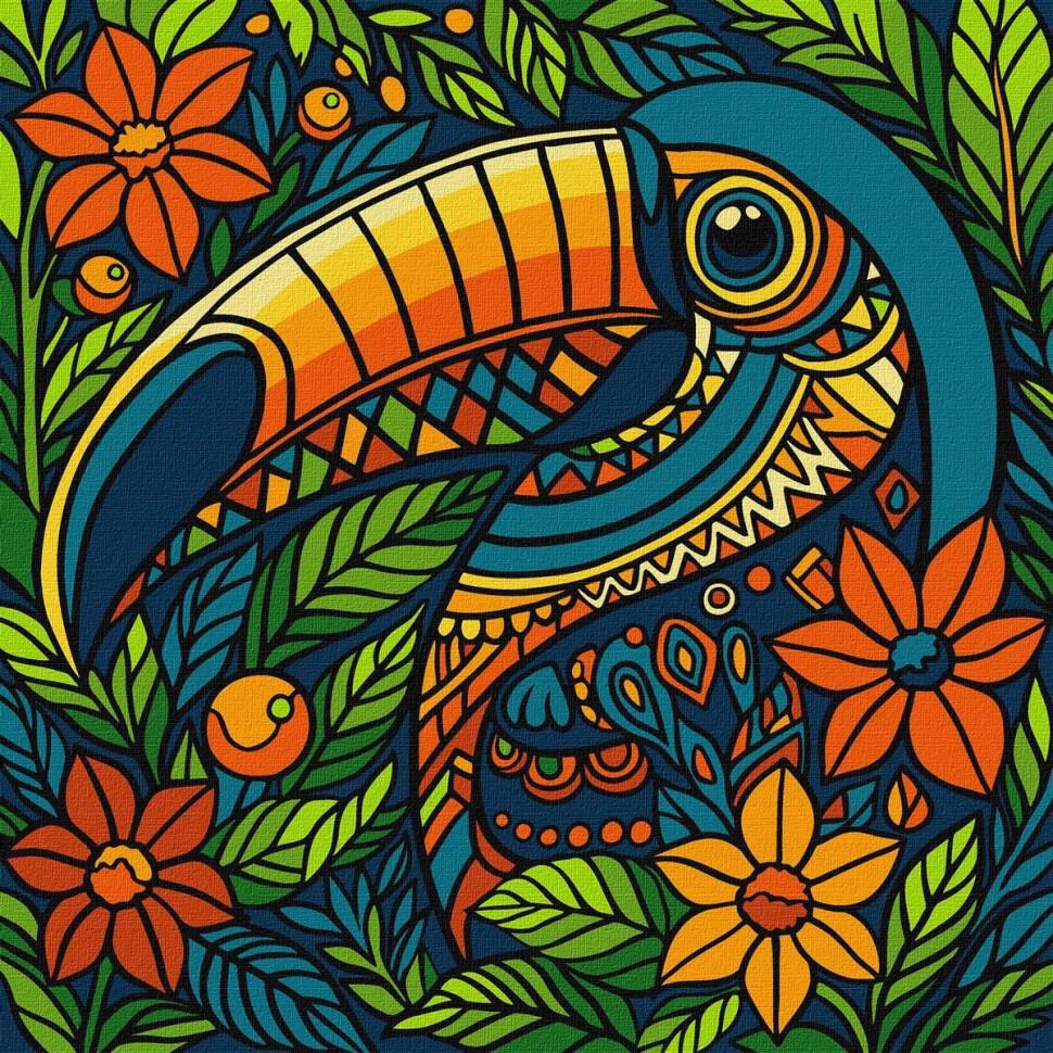 Картина за номерами Ideyka Вітраж Тукан KHO5163 30х30 см (RLT55934)