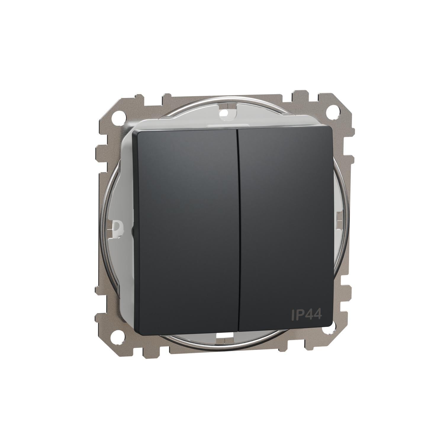 Выключатель двухклавишный Schneider Electric Sedna Design IP44 Черный (SDD214105)
