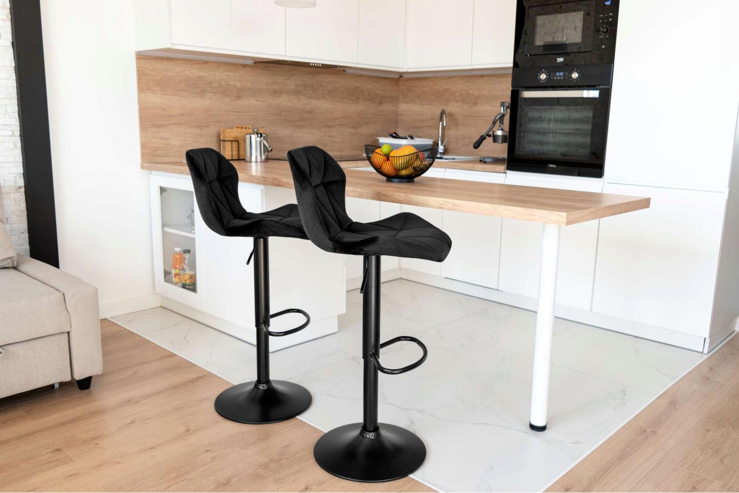 Барний стілець Bonro B-087 велюровий зі спинкою та підставкою для ніг Чорний (132-76-42400408) - фото 9 Барний стілець Bonro B-087 велюровий зі спинкою та підставкою для ніг Чорний (132-76-42400408) - фото 9