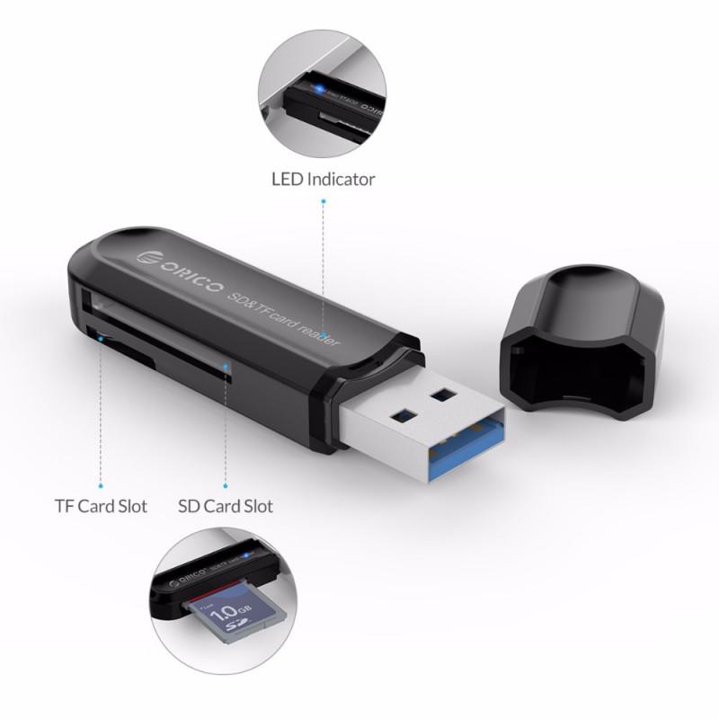 Кардридер Orico CRS21-WH USB 3.0 для карт SD/microSD c поддержкой OTG и карт до 2 ТБ Белый - фото 4