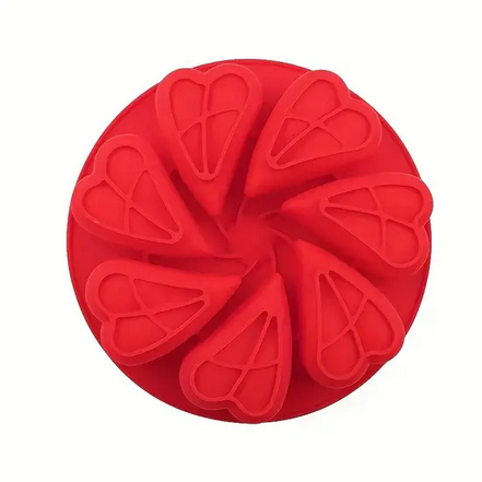 Форма силиконовая для выпечки в форме сердца с 7 отверстиями ULC-32 красный