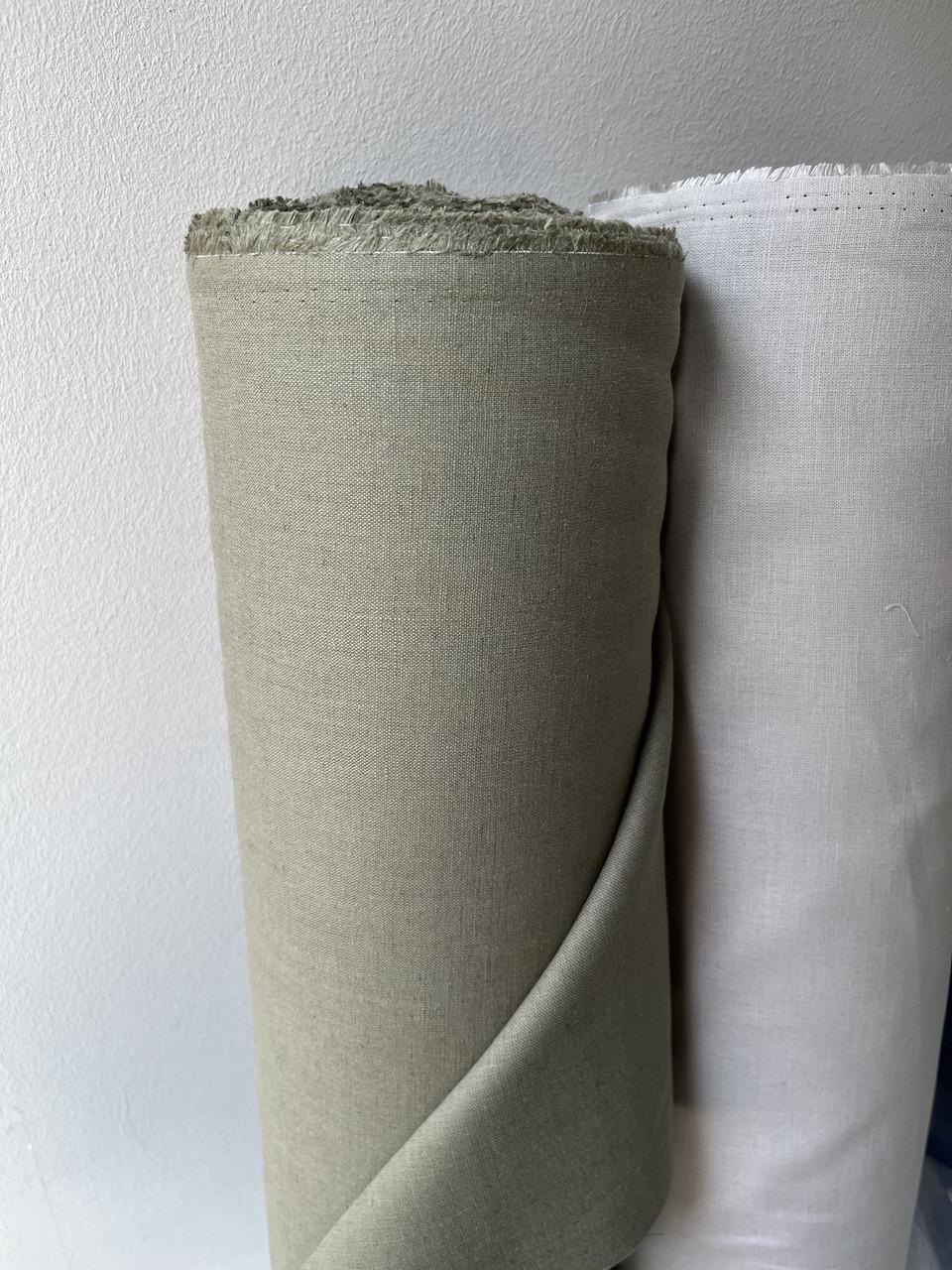 Ткань LINEN PLUS 52% льна и 48% хлопка 143 см 594 Хаки - фото 4