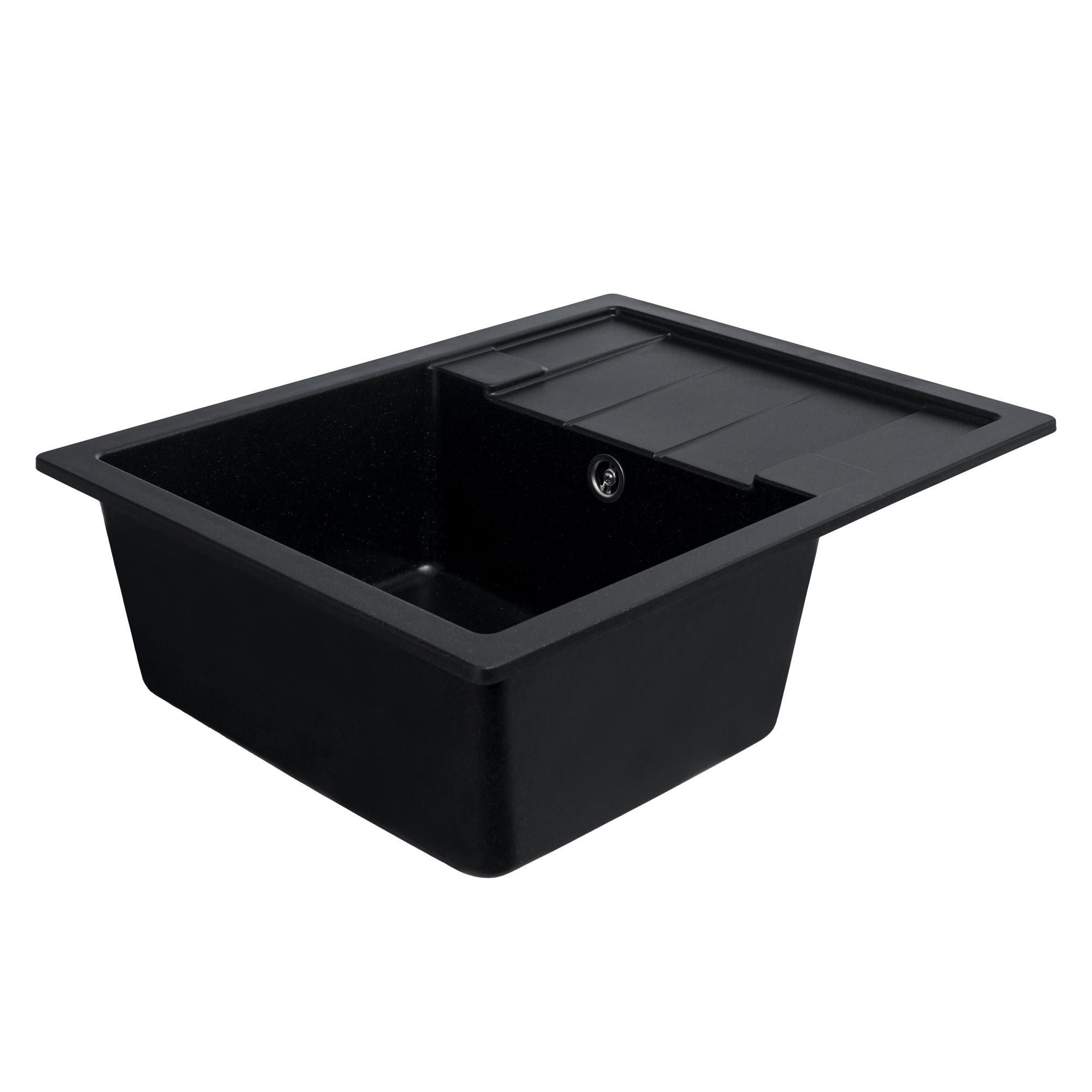 Мийка гранітна для кухні Valeso INTENSO 6550 матова Чорний металік - фото 5 Мийка гранітна для кухні Valeso INTENSO 6550 матова Чорний металік - фото 5