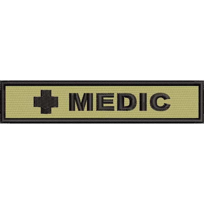 Нагрудная планка Крест и надпись "MEDIC" 12x2,5 см (120310389)