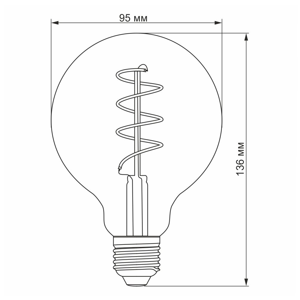 Лампа светодиодная Videx Filament G95FASD 5 Вт E27 2200K Бронза (VL-G95FASD-05272) - фото 3