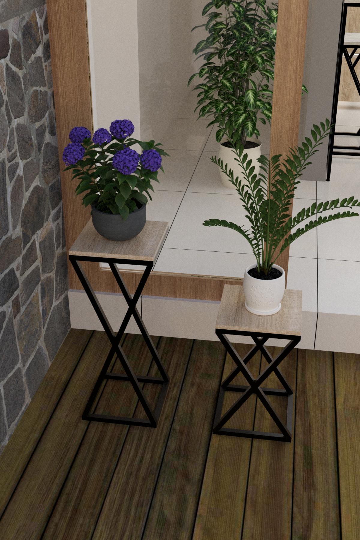 Подставка под цветы EcoLoft Duo Bloom DSP-1187 в стиле лофт 2 шт. Дуб Сонома