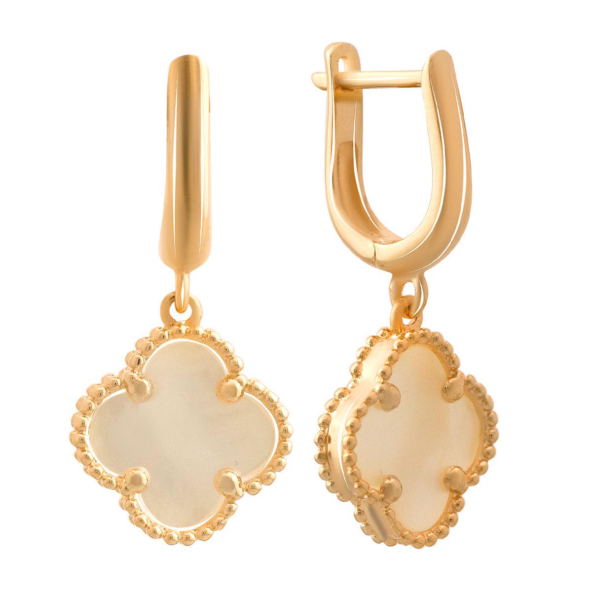 Золотые серьги с натуральным перламутром 3,85 г (76259)