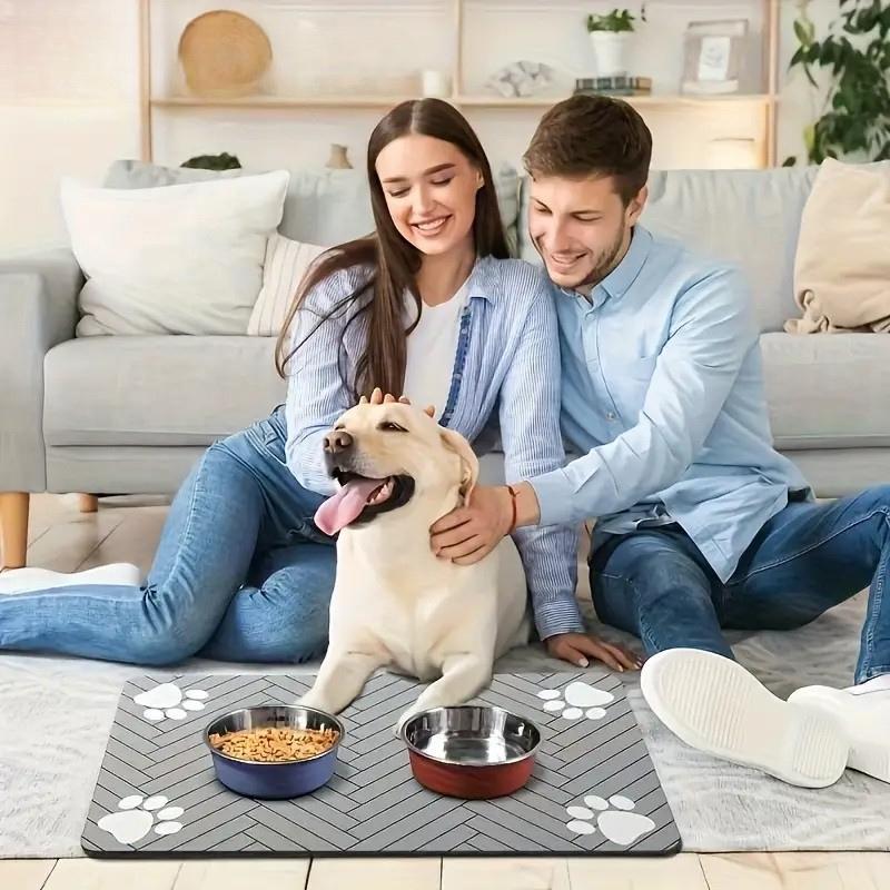Коврик под миски для кошек и собак влаговпитывающий с прорезиненной нескользящей основой 30x50 см Серый (D-0159) - фото 4